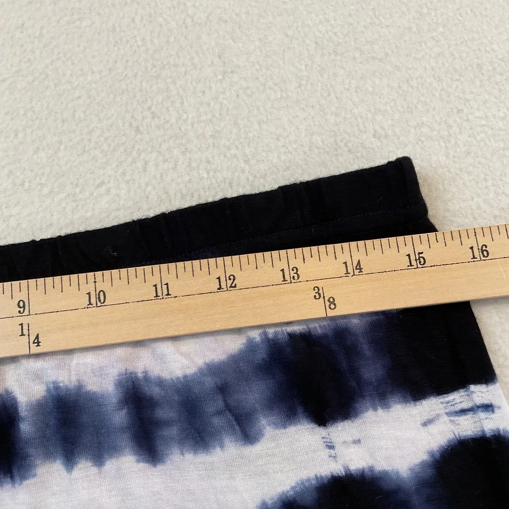 Gianni Bini Womens Navy Blue White Tie Dye Stripe Maxi Skirt Side Slit Size M